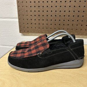 Clarks Mens Gorwin Step Red Black Plaid Slip On Shoe Size 9 Slippers